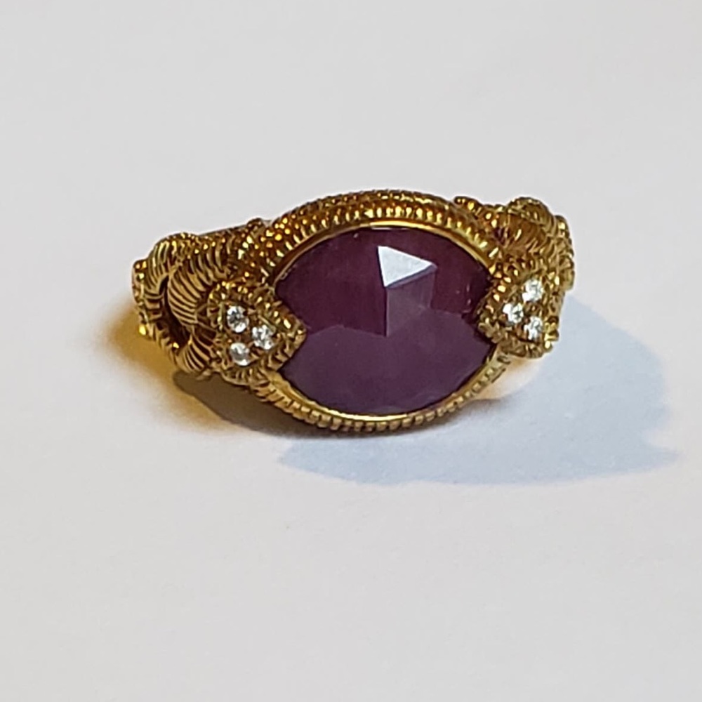 SOLD! Designer Ring Judith Ripka Ruby and 18k Gold